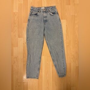 Zara Light Blue Distressed Denim Mom Jeans
